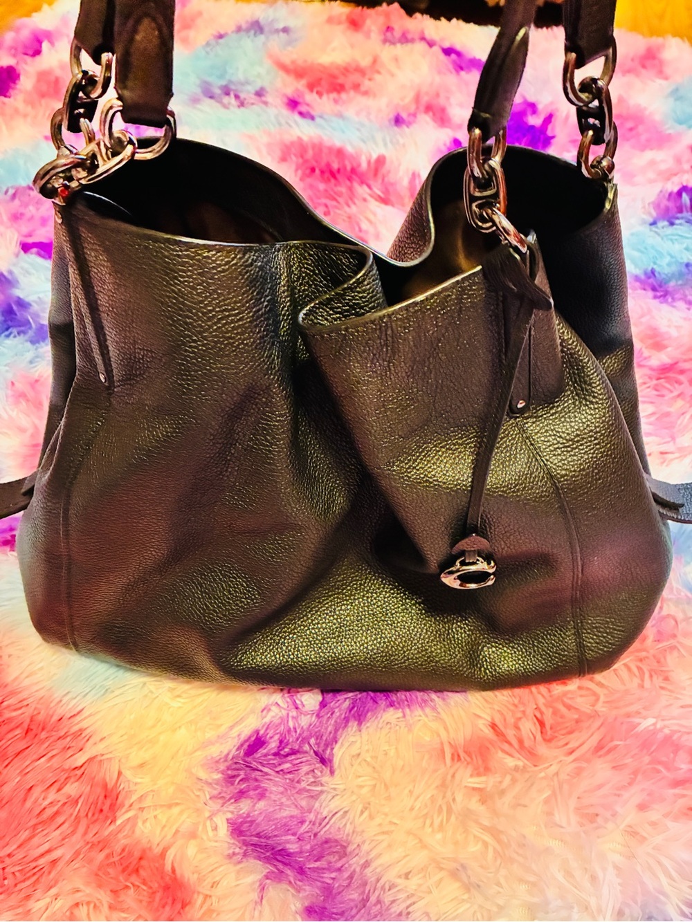 Coach Black Pebbled Leather Shoulder Bag - Picture 5 of 16